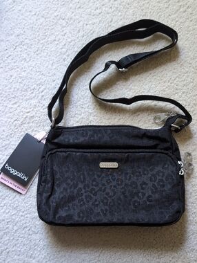 Baggallini Black Leopard-Print  Crossbody NWT